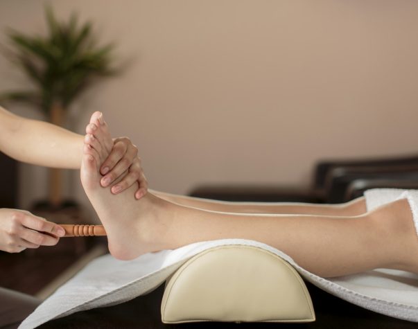 Closeup of the foot massage
